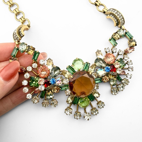 Rare J. Crew Gold and Multicolor Floral Necklace - Picture 2 of 8